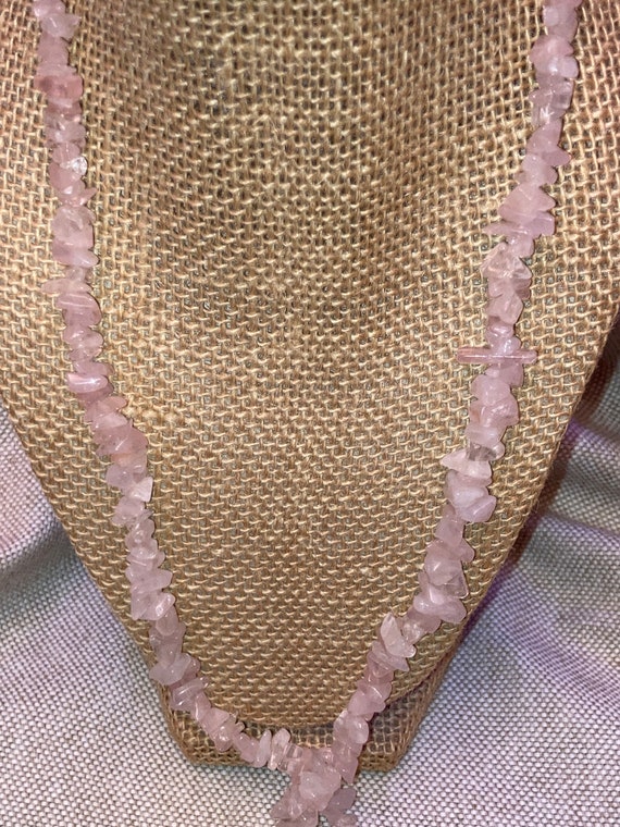 Rose Quartz Chipped Long Beaded Necklace