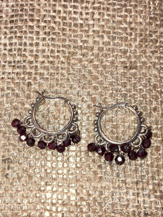 Garnet pebble stone sterling silver earrings - image 8