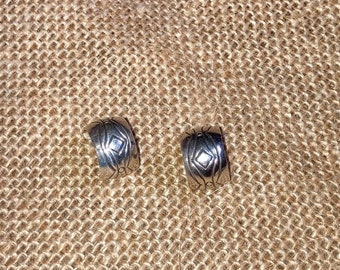 Southwestern Sterling Silver C Hoop Stud Earring