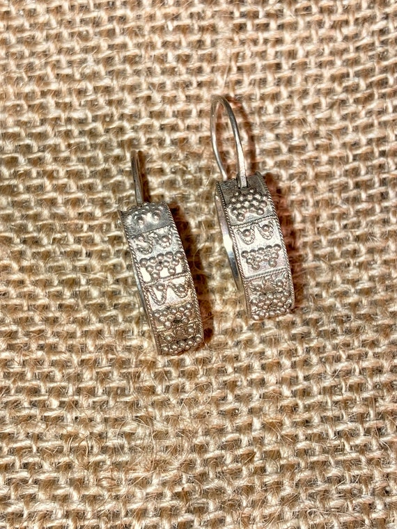 Raised Textured Sterling Silver Earrings VINTAGE
