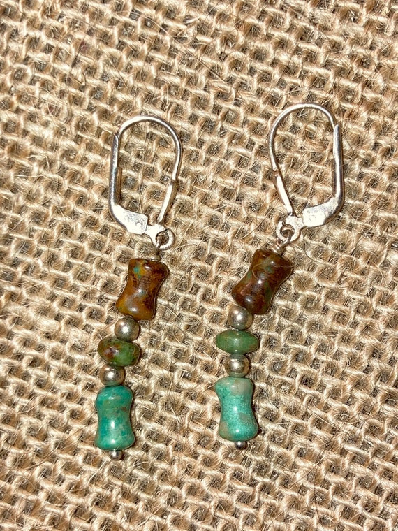 Turquoise Beaded Sterling Silver Earrings - image 10