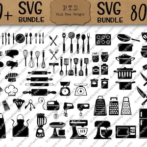 Kitchen Tools and Appliances 80+ SVG cut files, huge baking bundle for decals, HTV, engraving, Limited Commercial License, Cricut Silhouette
