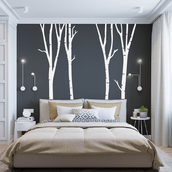 Birch Trees Wall Decals for Woods Forest Mural ~ 7 foot tall removable wall decals! Many colors available.