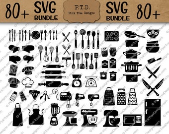 Kitchen Tools and Appliances 80+ SVG cut files, huge baking bundle for decals, HTV, engraving, Limited Commercial License, Cricut Silhouette