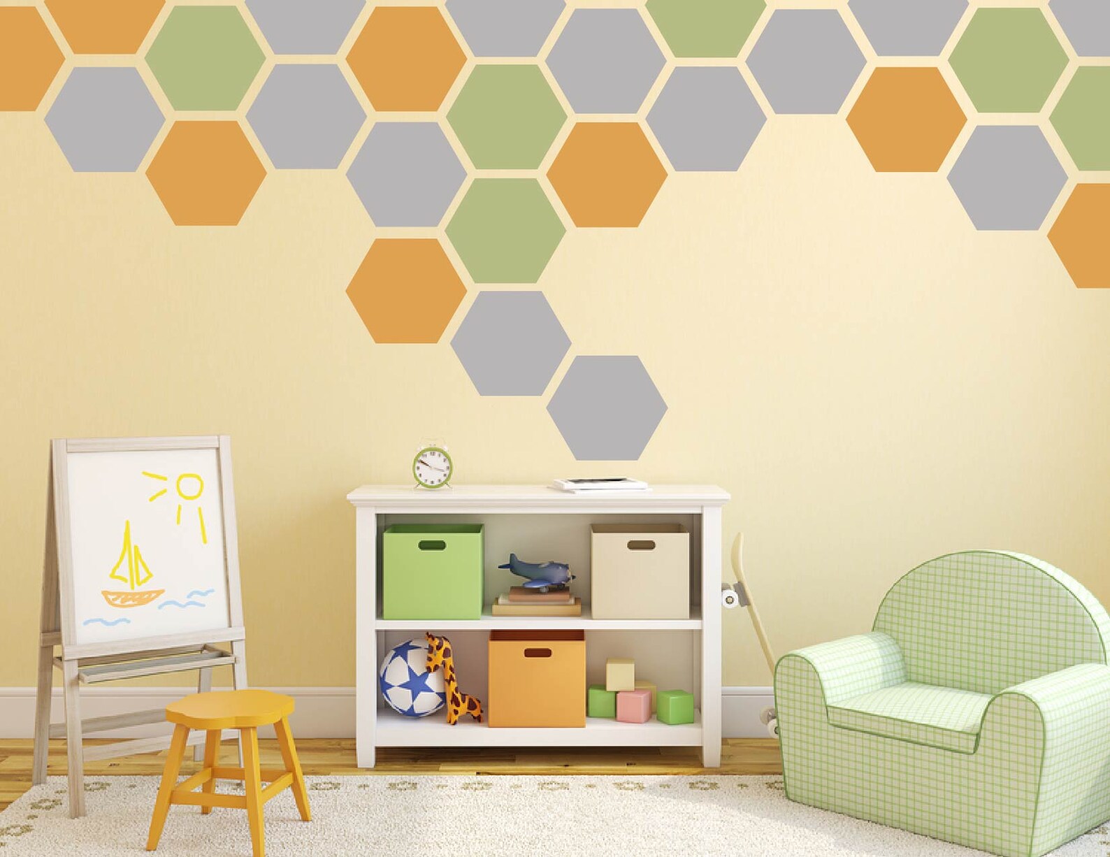 Large Hexagon Wall Decals Easy Nopaint Peel and Stick DIY Etsy