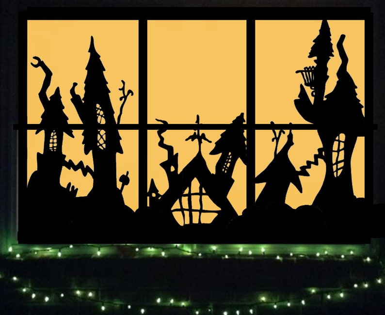 HalloweenTown Nightmare Before Christmas Window Silhouette. 4 Etsy