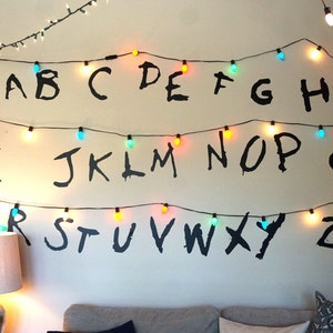 Stranger Alphabet Wall Decals! Scary letters wall mural, removable wall decor. Size options ~ Free US Shipping (no lights included)