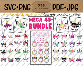 Unicorn SVG, Unicorn Horn SVG, Unicorn PNG, Unicorn Clipart bundle of 45+ designs, unicorn clip art