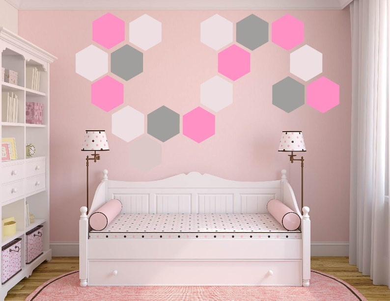 Large Hexagon Wall Decals Easy Nopaint Peel and Stick DIY Etsy