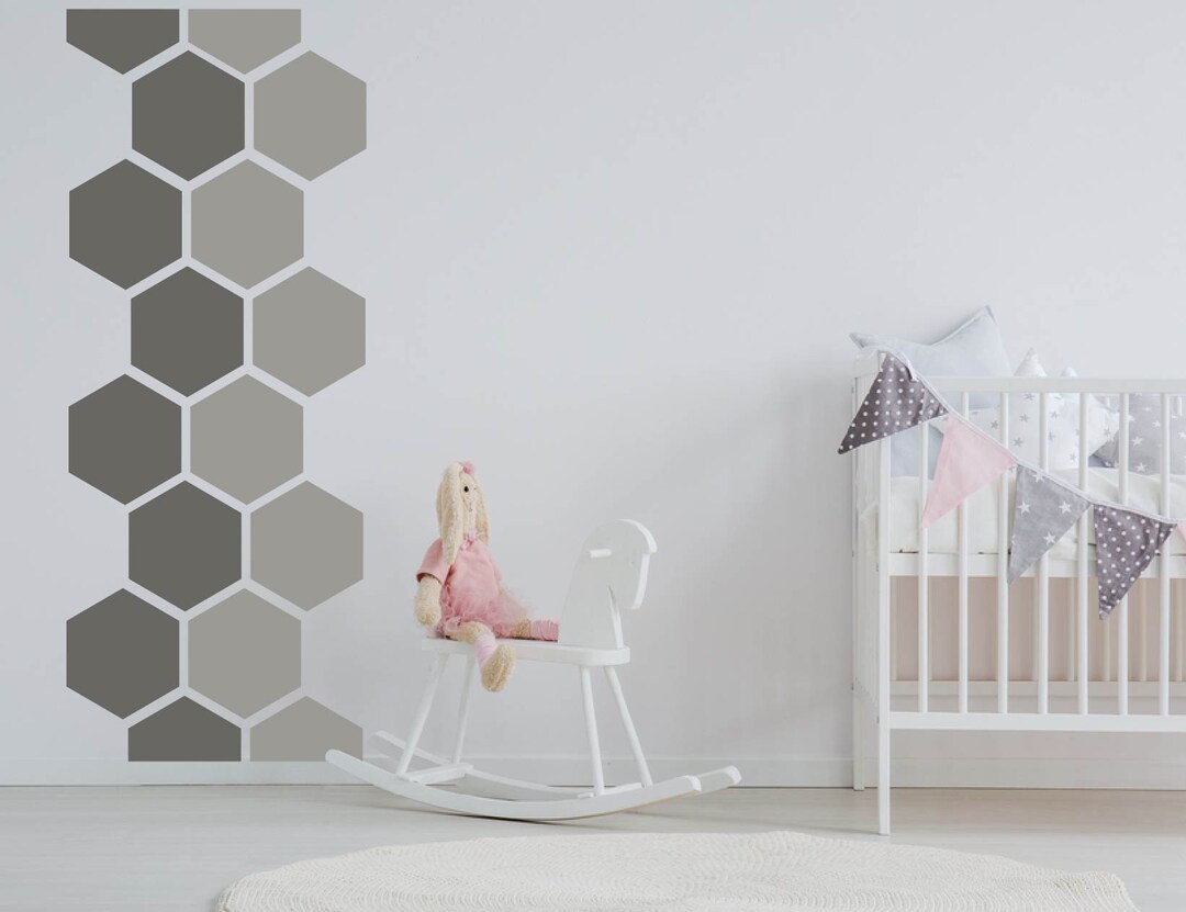 Large Hexagon Wall Decals, Easy Nopaint Peel and Stick DIY Mural Many