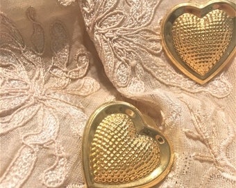 Vintage Bold Gold Style Heart Statement Earrings