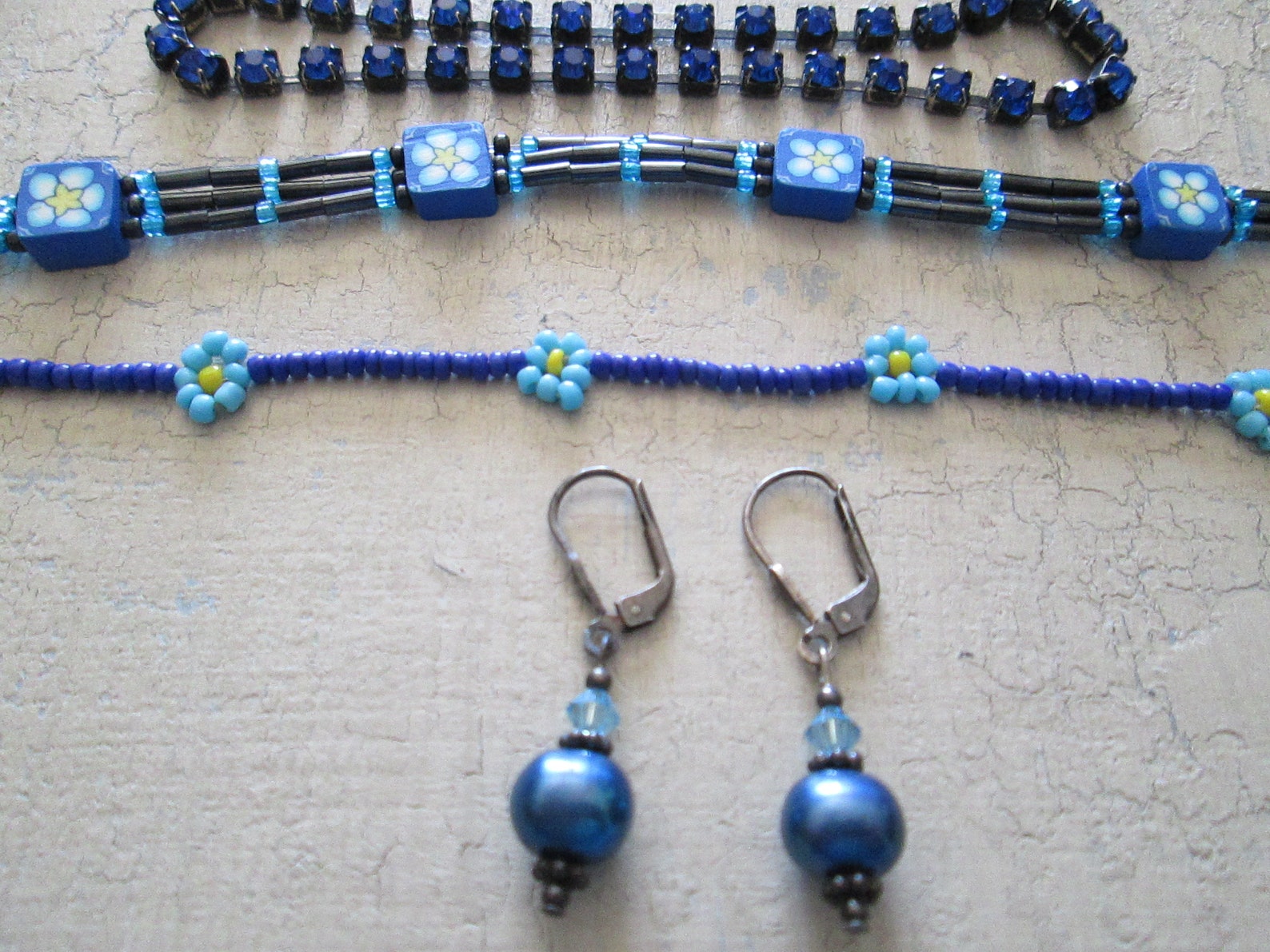 Boho Blue Panama Jack Necklace Ensemble Etsy
