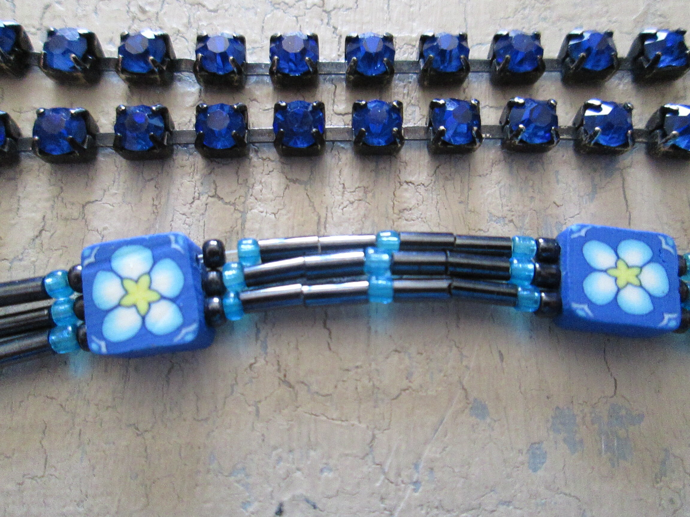 Boho Blue Panama Jack Necklace Ensemble Etsy