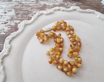 Vintage Caramel Colored Chunky Beaded Necklace, Choker