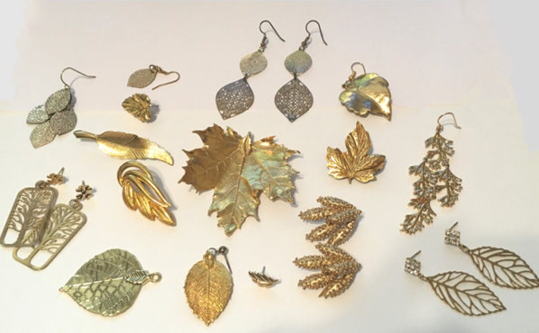 Vintage Gold Leaves Jewelry Collection Etsy