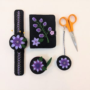 Sewing Supplies, Sewing Set, Pin Cushion, Needle Book, Tape Measure, Gift for Seamstress, Flower Sewing Accessories, Felt Flower Pin Cushion