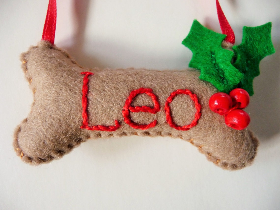 Personalized Dog Bone Felt Ornament. Christmas Ornament Etsy