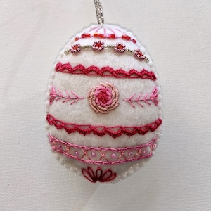 Easter Ornament, Easter Egg, Felt Egg Ornament, Easter Decoration, Embroidered Egg, Embroidered Ornament, Faberge Beaded Egg, Spring Decor