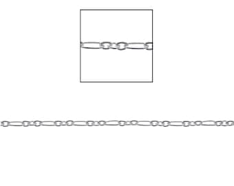 Sterling Silver, Long and Short Cable Chain, 3+1 Cable Links, Small and Dainty Chain for jewelry Design, Make Necklaces, Charm Bracelets