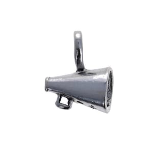 Megaphone Charm, Sterling Silver, Cheerleading, Cheer, Sports, 925 Sterling Silver, Small Charms for necklaces and bracelets, School charm