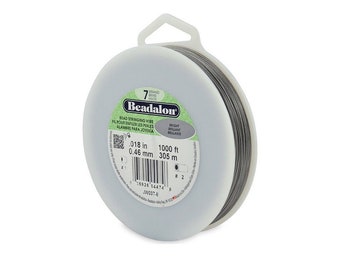 Beadalon, 7-Strand Beading Wire, .018in Diameter 1000 foot Spool, Stringing Wire, 0.46mm, .018 in, Wire, Bright Stringing Wire, 7181000