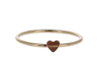 Stackable Ring Mini Gold Ring Romantic Gift For Her Heart Band Ring Gold Stacking Heart Ring Small Multi Heart Ring