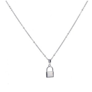 Sterling Silver, Mini Lock Necklace, Gold Padlock Charm, Silver Padlock Charm, 925, Adjustable Cable Chain, Mini Charm Necklace, N031536