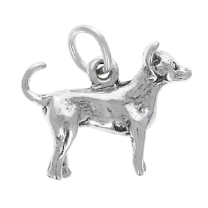 Sterling Silver, Chihuahua Dog Charm, Dog Charm, Antiqued Genuine Silver .925, US made Charm, Charm Bracelets and Necklace, 12mm x 16mm, 925