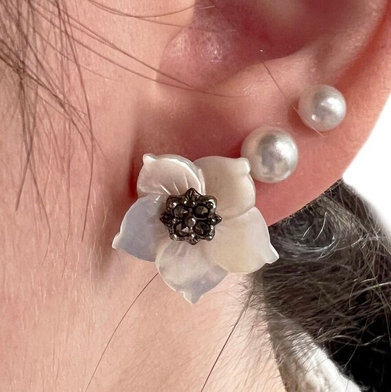 ☆MARS MARK☆ Antique Floral Earring No1 M212 925 Sterling Silver Vintage MFA Floral Clip on Earrings - Etsy