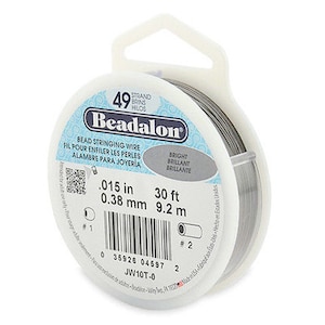 Beadalon 49 Strand Beading Wire, .015 30ft & 100ft Spools, 49 Strands, Beadalon, Bead Stringing Wire
