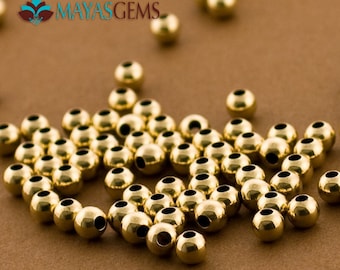 100pc, perles d’or de 4 mm, trou de 1,6 mm, perles sans soudure, perles remplies d’or 14kt, perles de 4 mm, entretoises moyennes, polies, fabriquées aux États-Unis 14/20 14kt
