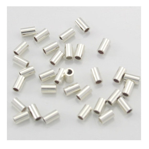 Sterling Silver Crimp Beads 2mm x 3mm (Package of 50 crimp