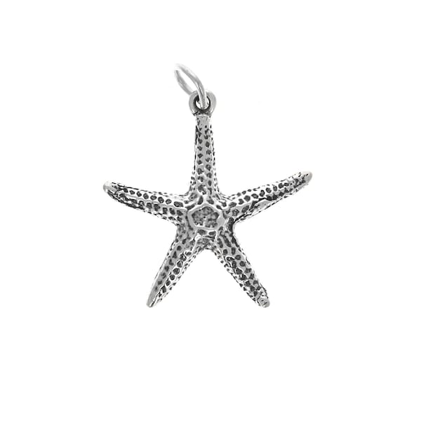 Sterling Silver Charm, Starfish Charm, Sea Life Gifts, Pendants, Charm Bracelets, .925 Silver Jewelry, 22mm, 925