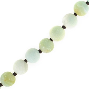 Long Necklace, Natural Stone, 8mm Hand Knotted Matte Amazonite, 8mm Round Beads. 60 Hand Knotted Necklace, Natural Stones, Wholesale image 2