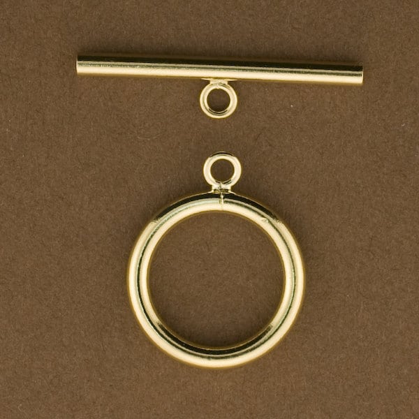 1 set Gold Filled 15mm Toggle Clasp for Jewelry.  15mm Ring. 24mm Bar. Big Toggles, 14kt Gold Filled. GFTG38