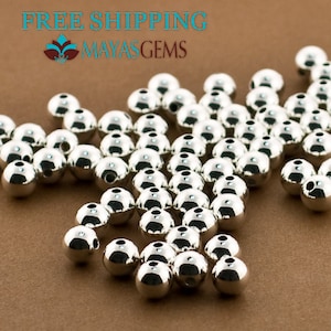 120pc, 7mm Beads, Sterling Silver Beads, Round Seamless Beads, High Polished 7 mm Spacers. Seamless Beads, Wholesale Medium Silver Balls