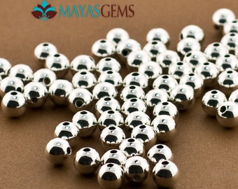 60 - 6mm Beads, 6mm Sterling Silver Beads, Round Seamless Beads, High Polished 6mm Beads. Seamless Beads, Wholesale Medium Silver Balls