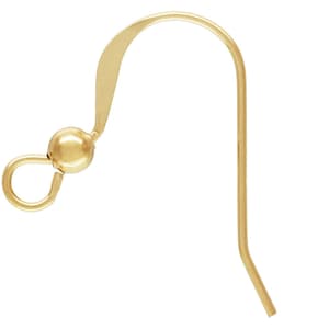 100pc, Gold Filled Earwires, Earring Hooks with bead, 14kt Goldfilled earring findings, French Wires,  Wholesale, GF102
