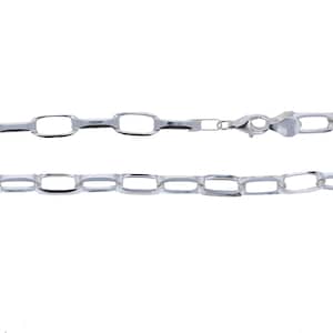 Silber Oval überbackene Rolo Gliederkette, Sterling Silber, Verlängerte überbackene Kabelkette, Fertige Kette, Italienisches Silber, Kabel Link Schmuck