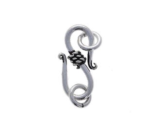 2 - S Hook, Sterling Silver, Clasps, Large Hooks for Jewelry, 18mm,  Findings, Bali Style Hooks and Connectors,  Wholesale