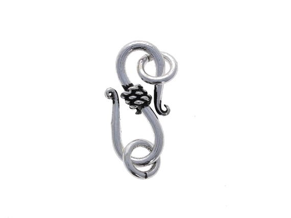 2 S Hook, Sterling Silver, Clasps, Large Hooks for Jewelry, 18mm, Findings,  Bali Style Hooks and Connectors, Wholesale 