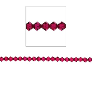 4mm Crystal Bicone Beads, 100 pieces, Ruby, Genuine Swarovski Crystal Beads, #5301 or #5328 Cone Shaped Crystals, Wholesale Lots