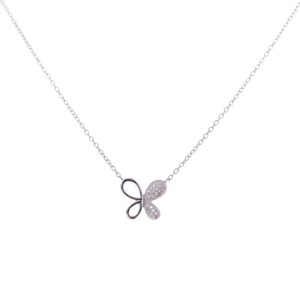 Butterfly Kiss Necklace, Cubic Zirconia Butterfly, Genuine .925 Sterling Silver, Shimmer, Dainty Butterfly Charm, Perfect for Layering