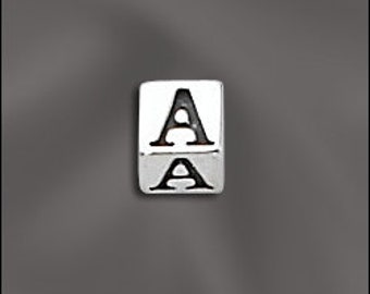 May include: A silver charm bead with the letter "A" engraved on each side.