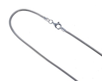 2mm Real Snake Chain, Sterling Silver Chain, 925, Made in Italy, Sterling Silver, Lobster Catch, 2mm Wide, High Polished Silver, SNK200