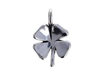 Four Leaf Clover Charm, .925 Sterling Silver, Vintage charm for Bracelets or Necklaces, Antiqued Genuine Sterling silver