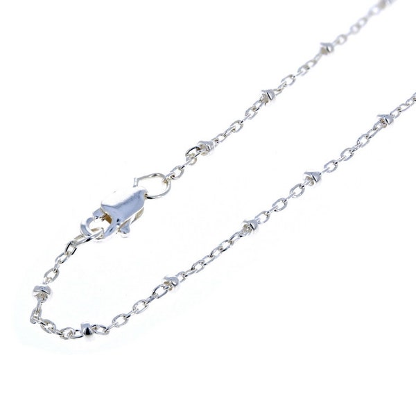 20inch, Satellite Chain, Sterling Silver chain, 2mm bead design, Dainty, Simple, Cable with Bead and Ball Chain. 925 Silver