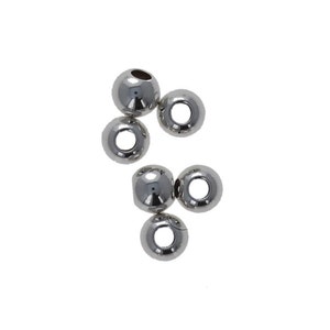 100 Pieces - 4mm Sterling Silver Beads, 1.6mm Hole Size, Round Seamless Beads, High Polished, 925 Sterling Silver, Wholesale, SS4MM16