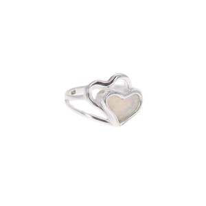 925 Sterling Silver Double Hearts Opal Ring for Women. 7mm