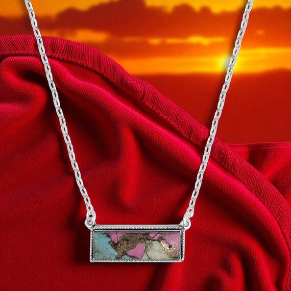 Cotton Candy Dahlia Bar Necklace, Bold, Statment Necklace  display picture 1